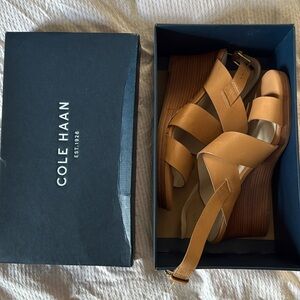 Cole Haan Penelope leather wedge sandals, 6.5